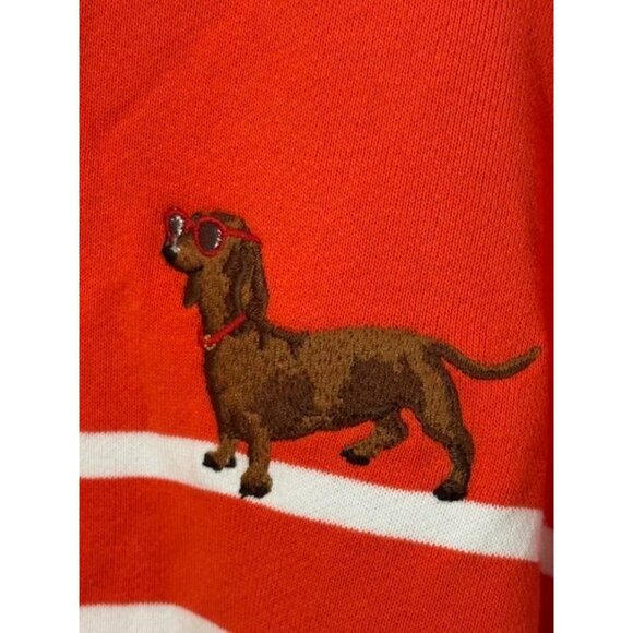 NWT Womens Joules Red & White Striped Zip-Up Hoodie w/Dachshund Embroidery - Picture 7 of 16